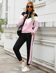 Women Tracksuit Set Long Sleeve Stripe Zip up Sweatshirt Drawstring Baggy Jogger Pant Loungewear Set Joggings Suit Sport Yoga Gym Workout Outfit Full Tracksuit