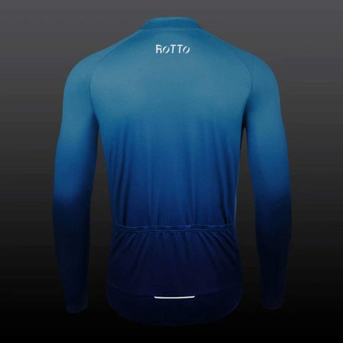 Cycling Jersey Mens Bike Shirt Long Sleeve Cycle Top with Pockets Gradient Color Series