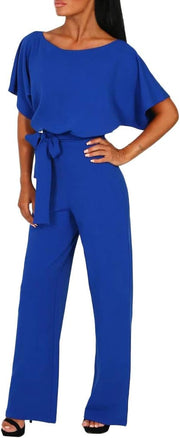 Women Pockets Long Sleeve Playsuit Clubwear Straight Leg Jumpsuit with Belt Womens Baggy Dungarees Long Playsuit plus Size Pants/Dress Rompers UK Size 6-26