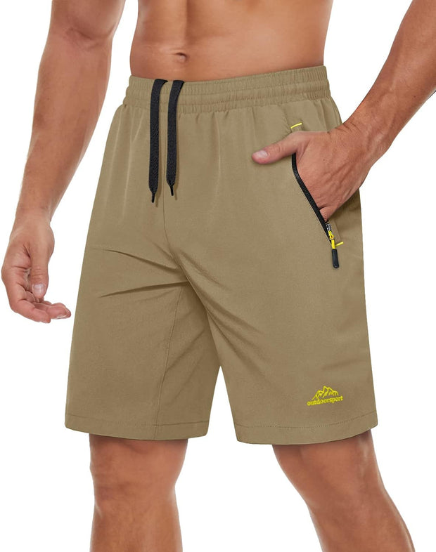 Men'S Quick-Drying Training Shorts, Running Shorts, Breathable Sports Shorts with Zip Pockets