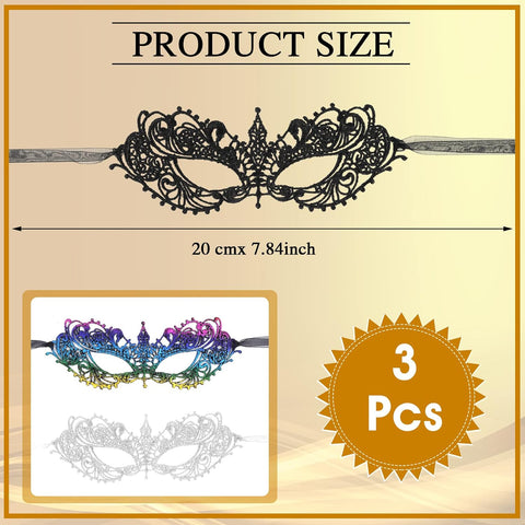 3 Pieces Mascarade Masks for Women Sexy Lace Venetian Face Mask Halloween Eye Masked for Lady Girl Maskerade Prom Carnival Mask Ball Fancy Dress Costume Accessories Masquerade Party