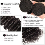 Deep Wave Human Hair Bundles Brazilian Virgin Hair Deep Curly Bundles Single Weave Bundles Human Hair Natural Black Color Can Be Dyed 1 Bundle 100G 16 Inch