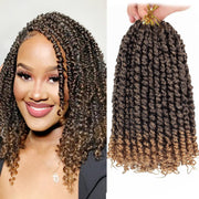 Passion Twist Hair 10 Inch Pre Twisted Passion Twist Crochet Braids Ombre Blonde Short Pre Looped Crochet Hair 8 Packs T1B/27