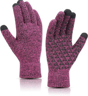 Winter Warm Gloves, Touchscreen Knitted Gloves, anti Slip Thermal Windproof Driving Running Cycling Gloves for Men Women