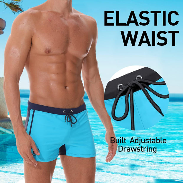 Men'S Swimming Trunks Shorts Sport Boxer Swimwear Boxers Underwear Drawstring Summer Beach Board Shorts Elastic Swimsuit Bottom