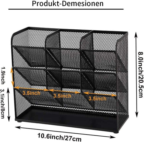 Mesh Desk Organiser, Multi-Functional Pen Holder, Desktop Stationary Organiser, Storage Rack for School Home Office Art Supplies (Mesh Pen Holder Black)