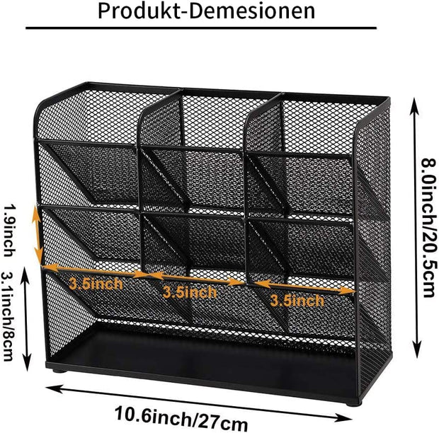 Mesh Desk Organiser, Multi-Functional Pen Holder, Desktop Stationary Organiser, Storage Rack for School Home Office Art Supplies (Mesh Pen Holder Black)