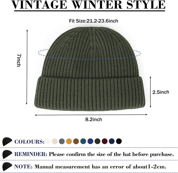 Beanie Hat Men - Fisherman Beanie Trawler Beanie Knitted Cuffed Winter Hat Skullcap Gifts for Men UK