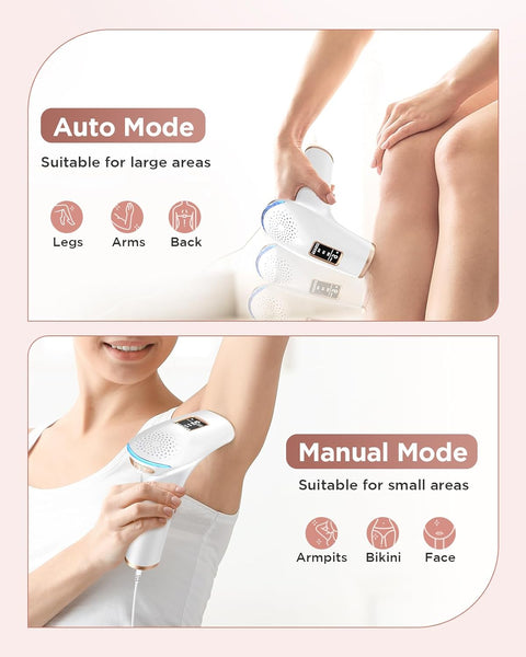 IPL Laser Hair Removal - Faster & Painless & Smooth, 3-In-1 Hair Removal Device with 9 Levels, Max 17.6J, 999,900 Flashes for Whole Body Treatment at Home