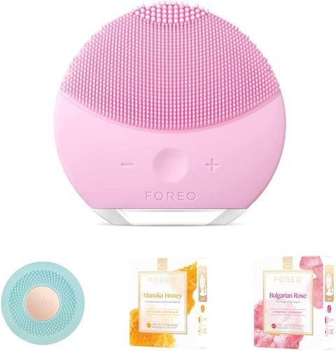 LUNA Mini 2 Facial Cleansing Brush - Travel Accessories - Face Massager Electric - All Skin Types Ultra-Hygienic Skincare - Simple Face Wash - Silicone Electric Face Cleanser - Pearl Pink