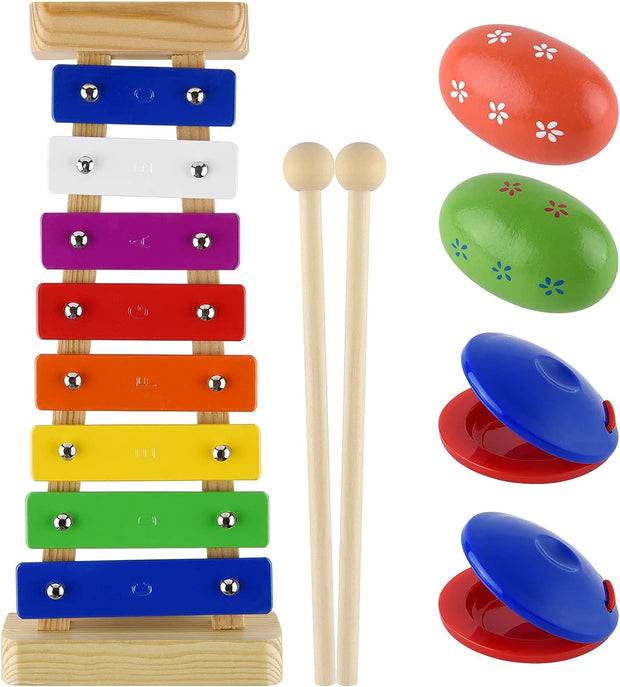 30 Pcs Musical Instruments for Toddlers Music Wooden Toys Baby Educational Percussion Rhythm Drum Sensory Toys for Babies Kids Gift