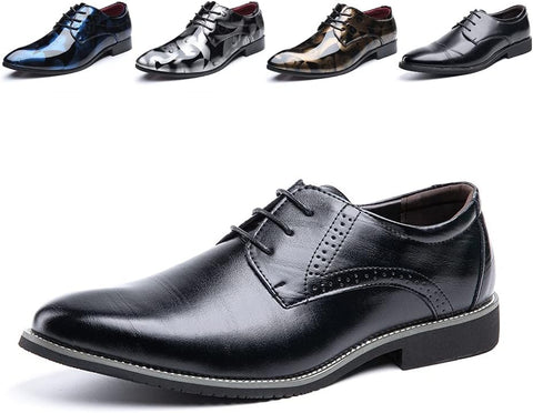 Derby Shoes for Men Business Oxford Shoes Brogue Patent Leather Mens Dress Shoes Lace-Ups Monk Formal Slip-On UK 4-UK13