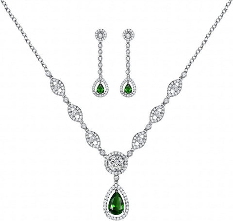 AAA Cubic Zirconia CZ Women'S Party Jewelry Set Fashion Earrings Pendant Necklace Silver Plated