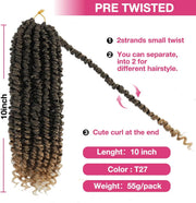 Passion Twist Hair 10 Inch Pre Twisted Passion Twist Crochet Braids Ombre Blonde Short Pre Looped Crochet Hair 8 Packs T1B/27