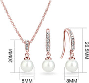 Rose Gold Plated Pearl Drop Set Created with Zircondia® Crystals