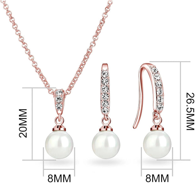 Rose Gold Plated Pearl Drop Set Created with Zircondia® Crystals