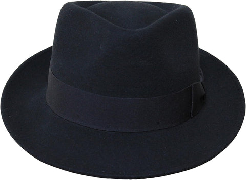 B&S Premium Doyle - Teardrop Fedora Hat - 100% Wool Felt - Crushable for Travel - Water Resistant - Unisex