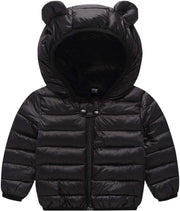 Kids Puffer Jacket Winter Hooded Coat Padded Jacket Lightweight Outerwear Boys Girls Outfits Black 3-4 Years