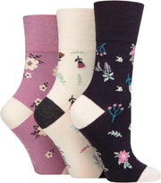 SOCKSHOP Ladies Soft Top Patterned and Striped Soft Breathable Bamboo Socks in a Multipack of 3