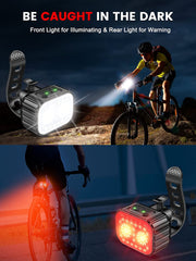 Bike Lights Front and Back, Super Bright Bicycle Lights USB Rechargeable, IPX6 Waterproof Bike Light Set for Night Riding/Camping/Backpack, 8+12 Lighting Modes, Longer Battery Life