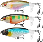 Topwater Fishing Lures with BKK Hooks, Plopper Floating Fishing Lures for Bass Catfish Pike Perch Swimbaits with Swivel Tail, Surface Bass Pike Pencil Fishing Lure for Freshwater or Saltwater