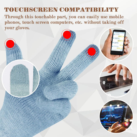 Winter Touch Screen Gloves - Thermal Gloves Womens Ladies Thickened Knitted Gloves Mittens Soft Warm Gloves for Women Girls Smartphone Texting Ski Cycling Running Gifts UK