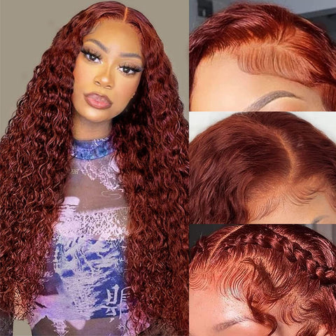 13X4 HD Lace Front Wigs Human Hair,Water Wave Curly Human Hair Wig for Black Women,180 Density Glueless Transparent Lace Frontal Wig Human Hair Pre Plucked,Brazilian Real Virgin Human Hair 16 Inch