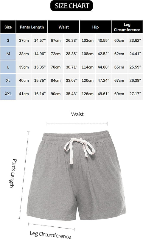 Women'S Pyjama Shorts, Super Soft Sleeping Bottoms Stylish Lounge Shorts for Sleep Gym Running with Pockets S-XXL