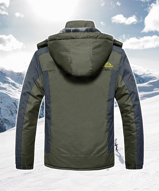 Men'S Waterproof Hiking Fleece Jacket Warm Outdoor Skiing Ice Skating Hoodie