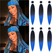 3 Tones Braiding Hair Extension 3 Pcs 24 Inch Ombre Braiding Hair Pretty Quality Synthetic Braid Hair Extensions Box Braids Hair for Women（Blue-Purple-Pink)