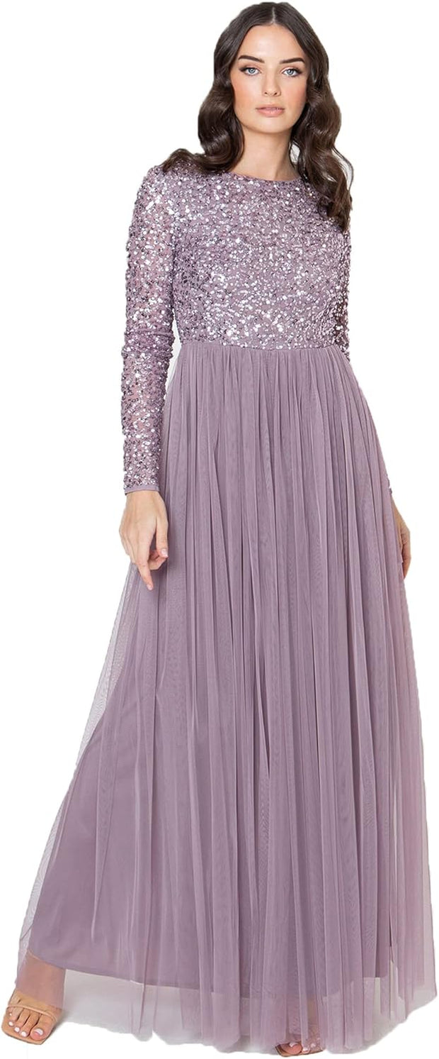 Women'S Maya Embellished Long Sleeve Maxi Dress Bridesmaid