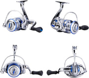 Spinning Fishing Reels for Saltwater Freshwater 3000 4000 5000 6000 7000 Spools Ultra Smooth Ultralight Powerful Trout Bass Carp Gear Stainless Ball Bearings Metal Body Ice Fishing Reels