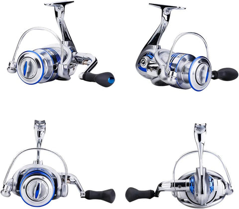 Spinning Fishing Reels for Saltwater Freshwater 3000 4000 5000 6000 7000 Spools Ultra Smooth Ultralight Powerful Trout Bass Carp Gear Stainless Ball Bearings Metal Body Ice Fishing Reels