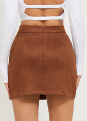 Women Suede Leather Skirt Corduroy a Line Pencil Skirt Sexy Mini Skirt Bodycon Going Out Office Work