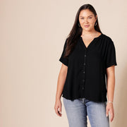 Women'S Short-Sleeve Woven Blouse