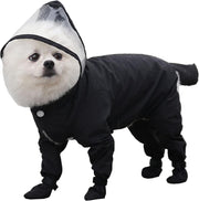 Waterproof Puppy Dog Raincoats with Hood for Small Medium Dogs, and Jacket Lightweight Waterproof Jacket Safety Dog Raincoat Windproof Snow-Proof Dog Vest (Black Length 42 Cm)