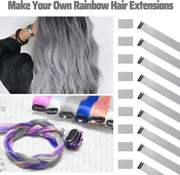 Grey Hair Extensions Clip in for Girls 22 Inch Colorful Straight Hair Extensions for Party Highlights Colored Hair Accessories Hair Pieces for Women（10 PCS Grey）