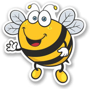 2 X 15Cm/150Mm Happy Bee Vinyl Sticker Decal Laptop Travel Luggage Car Ipad Sign Fun #5346