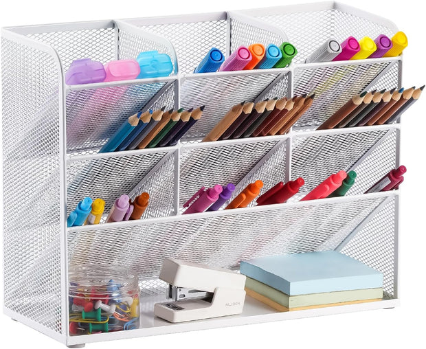 Mesh Desk Organiser, Multi-Functional Pen Holder, Desktop Stationary Organiser, Storage Rack for School Home Office Art Supplies (Mesh Pen Holder Black)