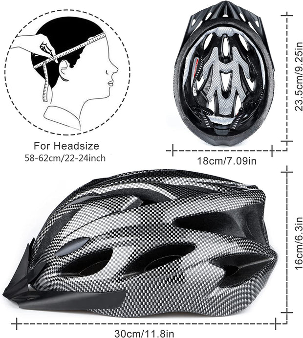 Cycle Helmet, Lightweight Bicycle Helmet, Adjustable Mountain & Road Bike Helmets for Adults, 8 Vents with Adjustable Strap & Detachable Visor for Mens Womens(Head Size58-62Cm)