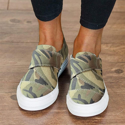 Loafers for Women Comfortable Slip on Dress Shoes Ladies Casual Flat Vulcanize Shoes anti Slip Beach Slippers Walking Canvas Sneakers (Color : Camouflage, Size : 6 UK)