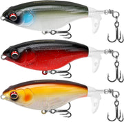 Topwater Fishing Lures with BKK Hooks, Plopper Floating Fishing Lures for Bass Catfish Pike Perch Swimbaits with Swivel Tail, Surface Bass Pike Pencil Fishing Lure for Freshwater or Saltwater