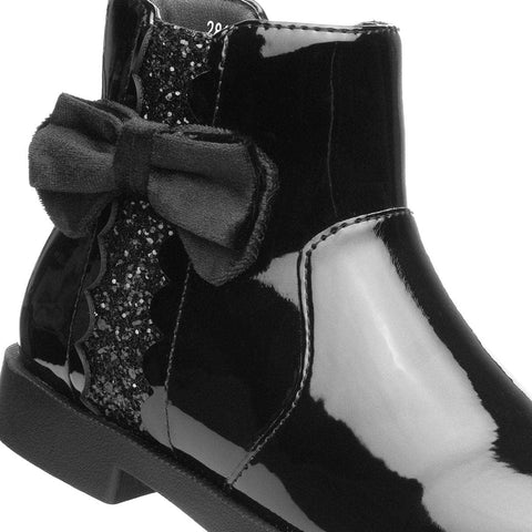 Lauren Girls Black Patent Ankle Boot