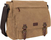 Men'S Messenger Bag Crossbody Shoulder 15.6 Inch Laptop Vintage Canvas Briefcase Satchel for Work School Traveling Daily Use Multiple Pocket