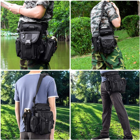 Tactical Waist Bag Drop Leg Bag Multifunctional Thigh Bag Motorcycle Leg Bag Military Hip Bag Hiking Waist Pack with Water Bottle Pouch for Motorcycling Hiking Traveling Fishing Camping