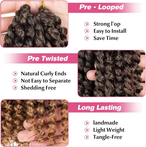 Passion Twist Hair 10 Inch Pre Twisted Passion Twist Crochet Braids Ombre Blonde Short Pre Looped Crochet Hair 8 Packs T1B/27