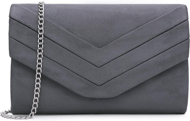 Clutch Bag for Women, Suede Clutch Bags for Wedding Shoulder Crossbody Evening Bag (Navy)