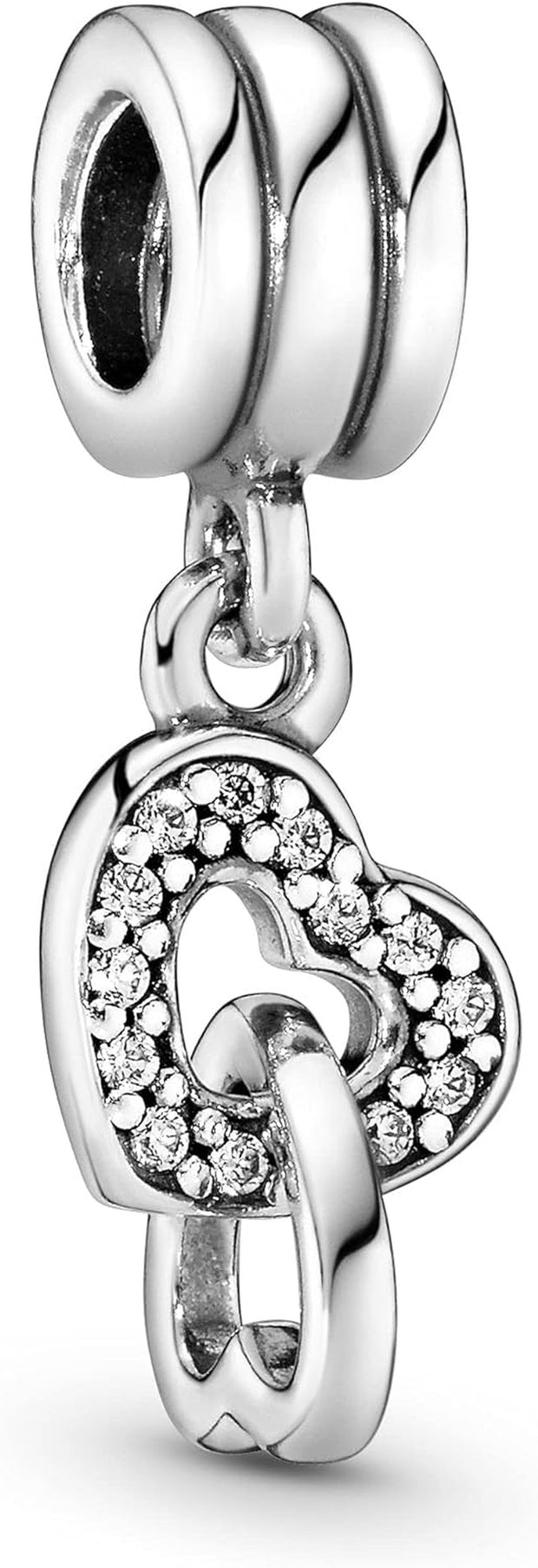 Moments Women'S Sterling Silver Interlocking Love Cubic Zirconia Dangle Charm for Bracelet