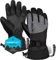 Ski & Snow Gloves - Waterproof & Windproof Winter Snowboard Gloves for Men & Women for Cold Weather - with Wrist Leashes, Nylon Shell, Thermal Insulation & Synthetic Leather Palm