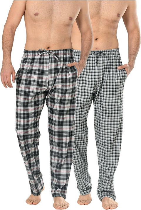 Men'S Long Lounge Wear Pants Nightwear (Two Pack) Pyjama Bottoms Sleepwear